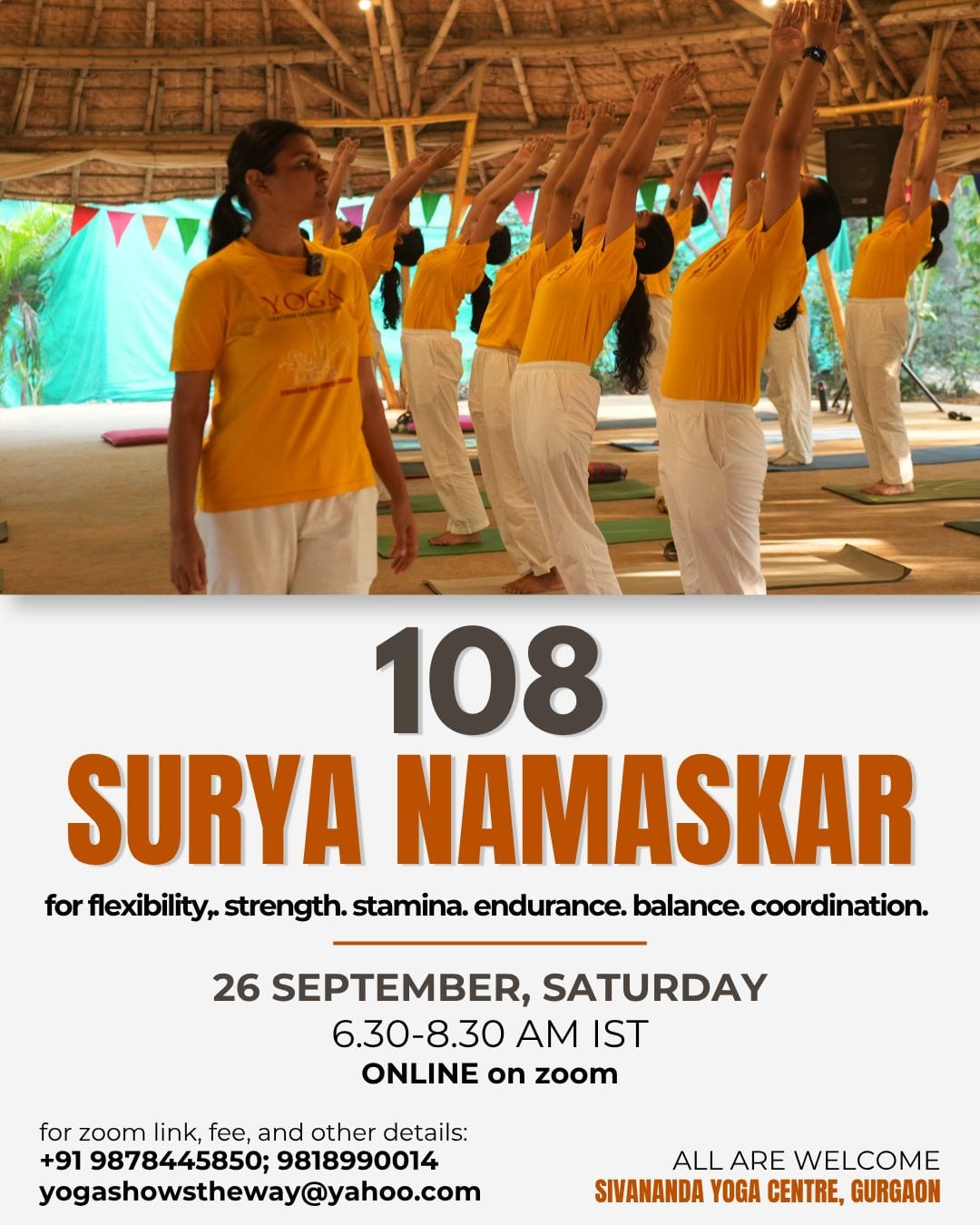 Poster for the 108 Surya Namaskar session