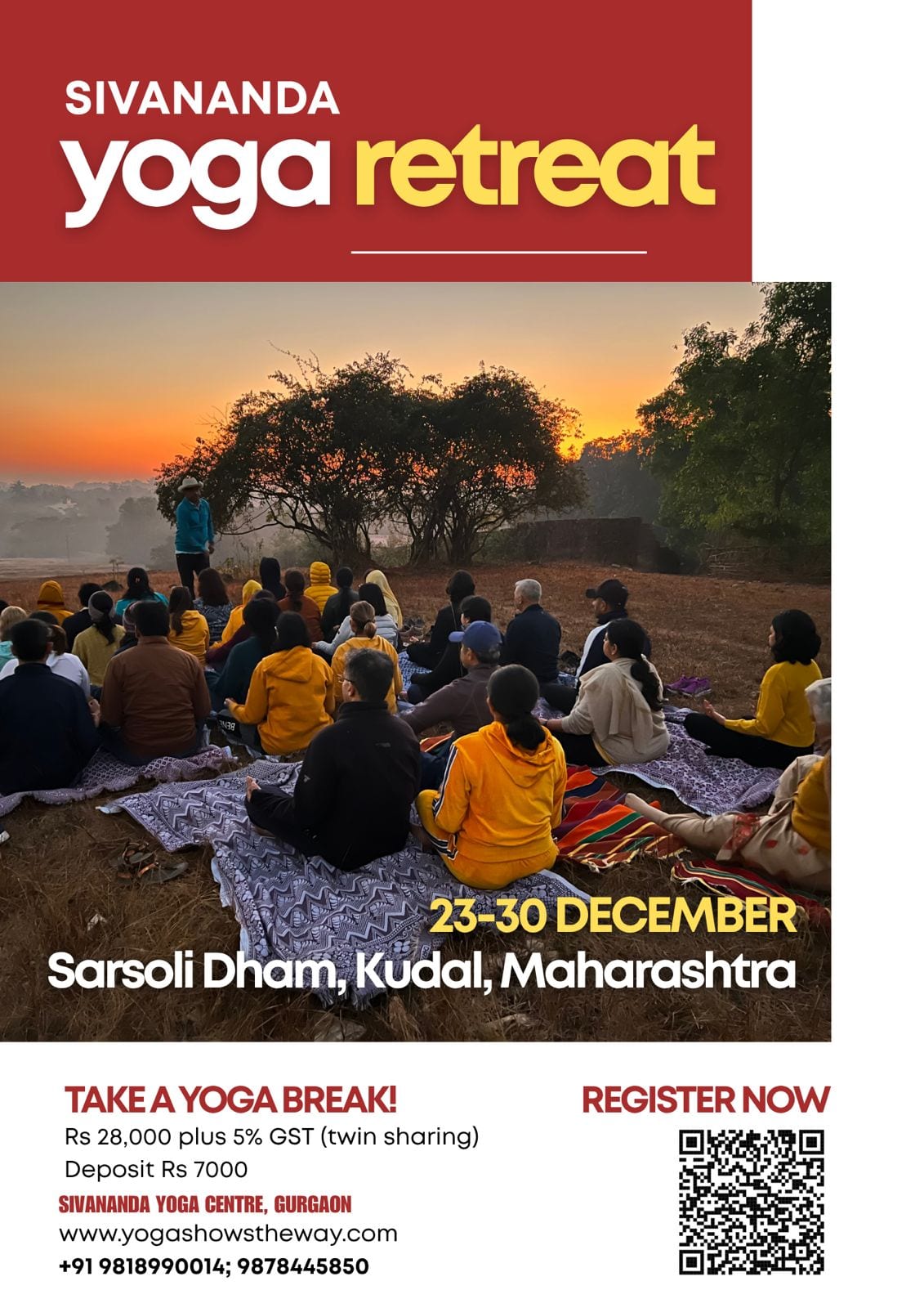 Poster for the Sivananda Yoga Retreat at Kudal