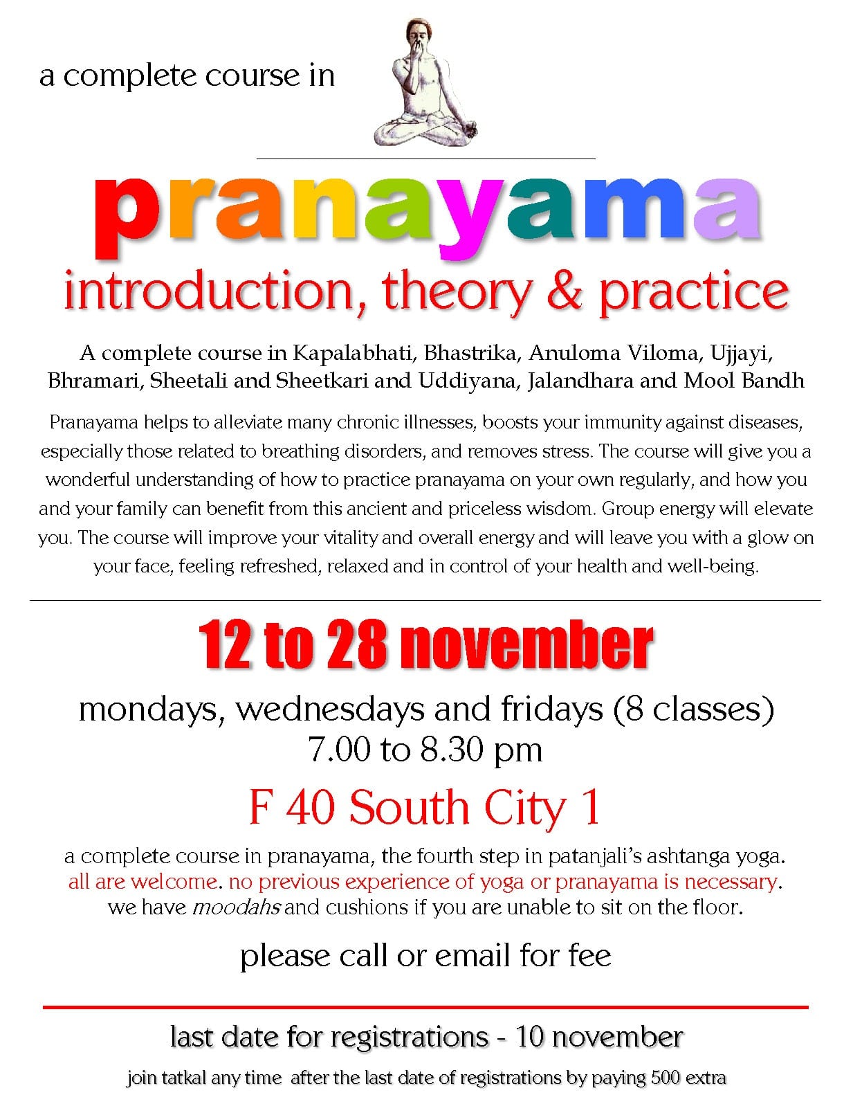 Poster for the Pranayama course