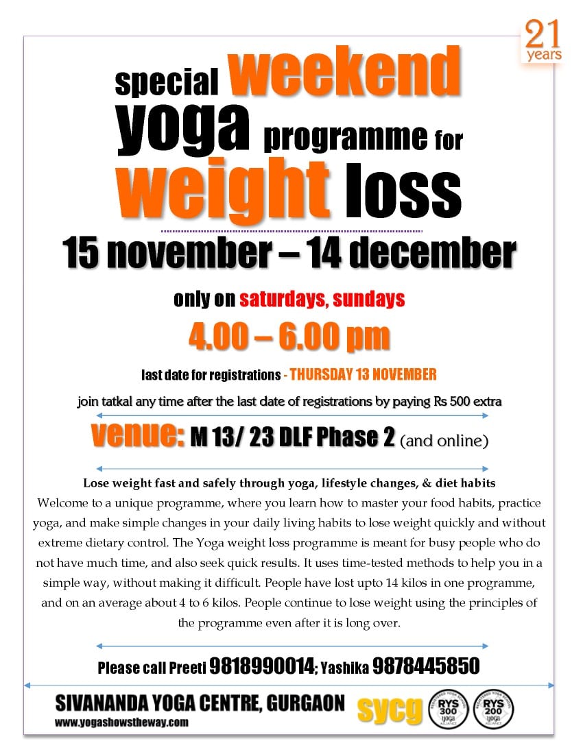 Poster for the Yoga Programme for Weight Loss