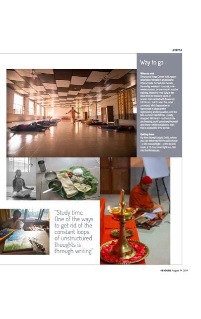 Facing page of the 48 Hours feature, with a "Way to go" panel noting the centre runs retreats in and around Dharamsala