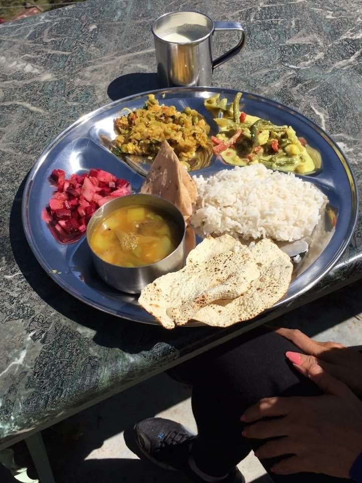 yogic diet at yoga retreat - thali image.